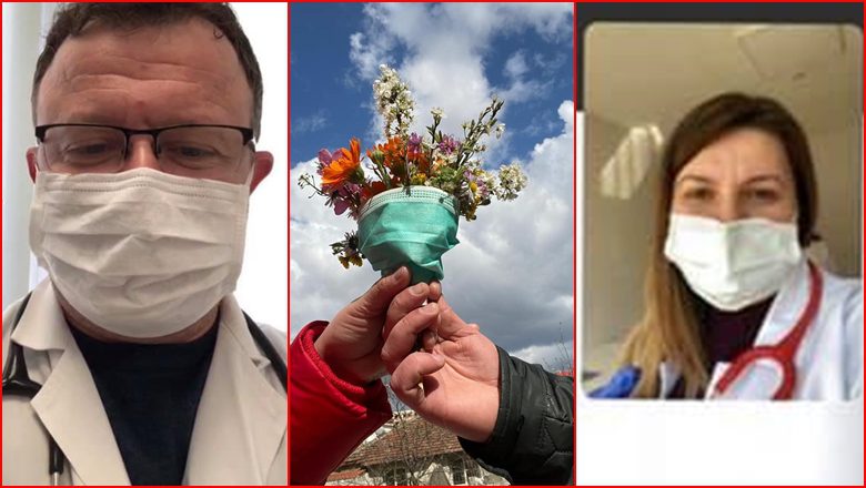 Featured image of article: Një tufë lule të mbështjellë me maskë, çifti i mjekëve s’e harrojnë 15-vjetorin e njohjes as në kohën e Covid-19, urimi special që i bëjnë njëri-tjetrit